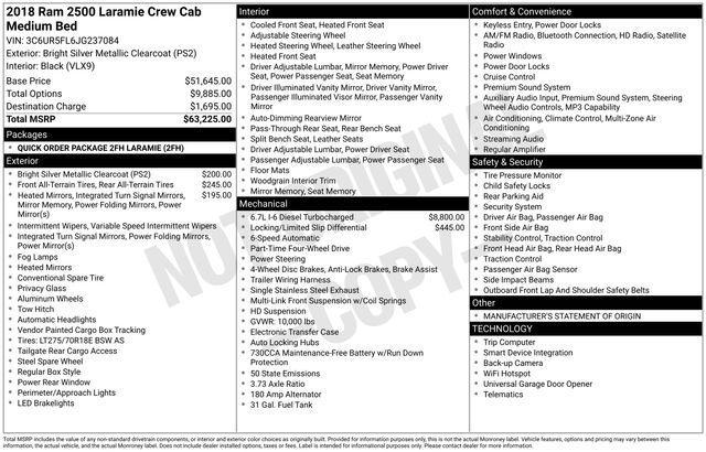 used 2018 Ram 2500 car, priced at $46,950