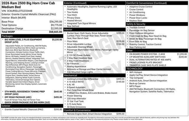 new 2026 Ram 2500 car, priced at $63,480