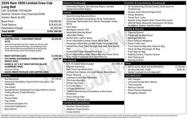 new 2026 Ram 3500 car, priced at $90,614