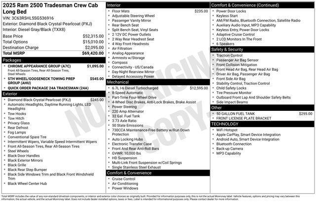 new 2025 Ram 2500 car, priced at $55,124