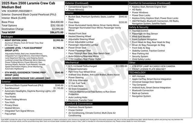 new 2025 Ram 2500 car, priced at $70,215