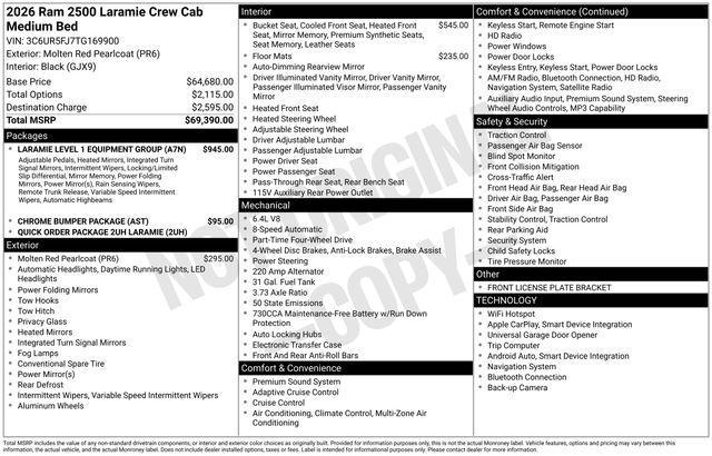 new 2026 Ram 2500 car, priced at $58,854