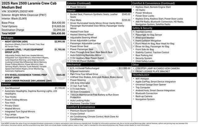 new 2025 Ram 2500 car, priced at $69,997
