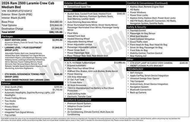 new 2026 Ram 2500 car, priced at $75,081