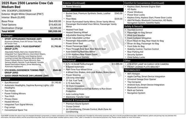 new 2025 Ram 2500 car, priced at $69,452