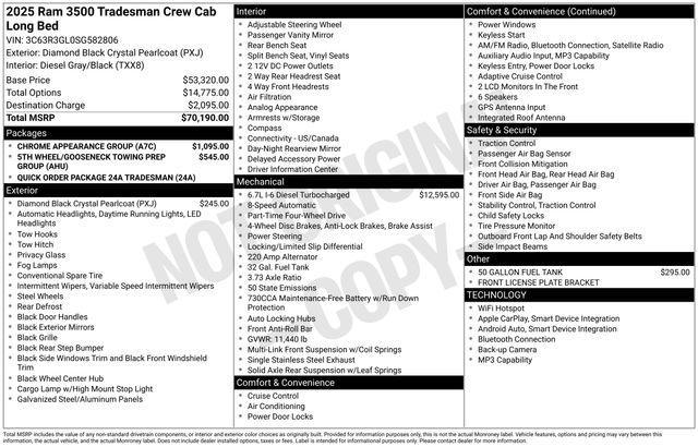 new 2025 Ram 3500 car, priced at $55,834