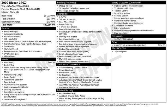 used 2009 Nissan 370Z car, priced at $10,900