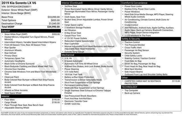 used 2019 Kia Sorento car, priced at $10,846