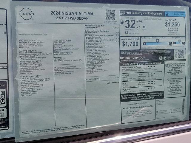 new 2024 Nissan Altima car, priced at $29,500