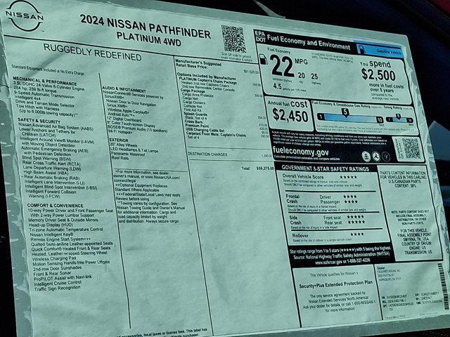 new 2024 Nissan Pathfinder car, priced at $55,275