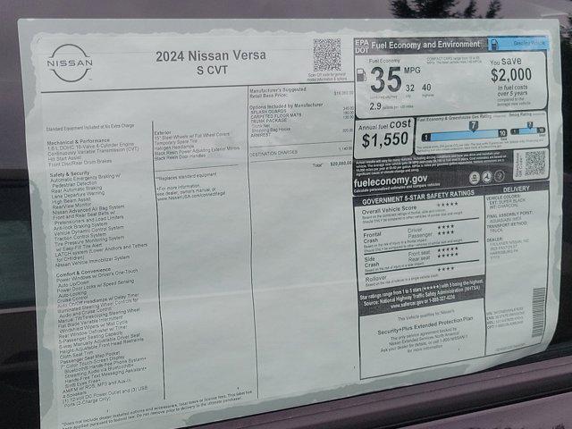 new 2024 Nissan Versa car, priced at $19,500