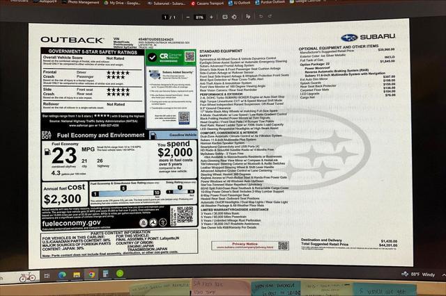 new 2025 Subaru Outback car, priced at $41,494