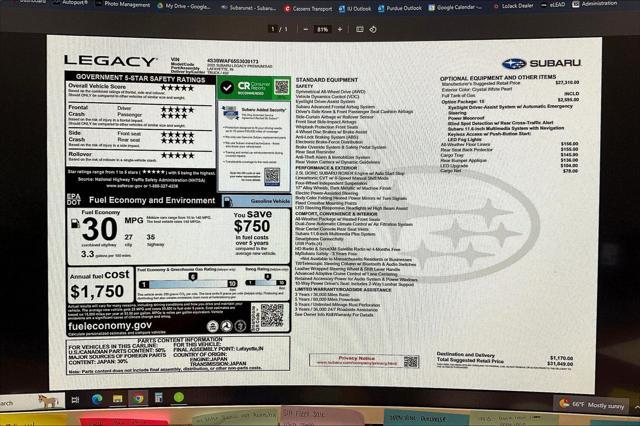new 2025 Subaru Legacy car, priced at $31,349