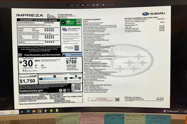 new 2025 Subaru Impreza car, priced at $28,048