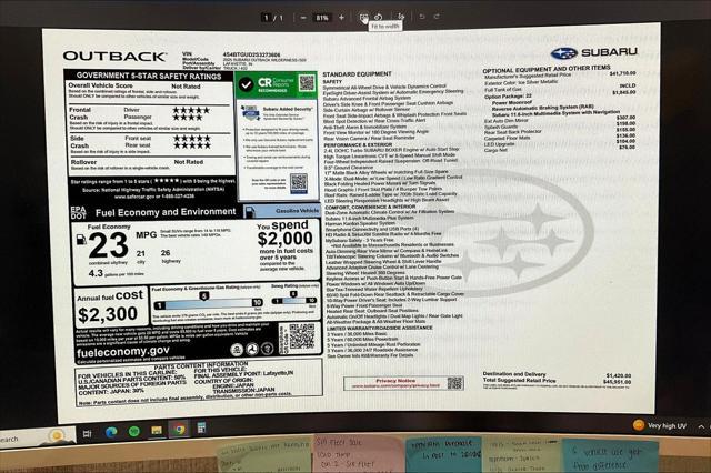 new 2025 Subaru Outback car, priced at $43,278