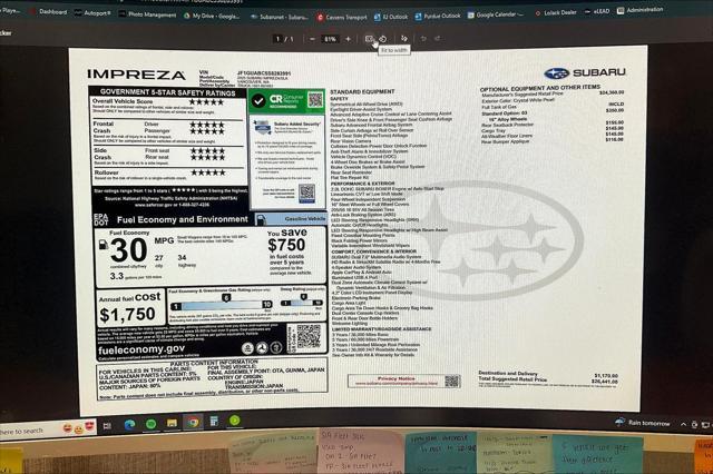new 2025 Subaru Impreza car, priced at $26,441