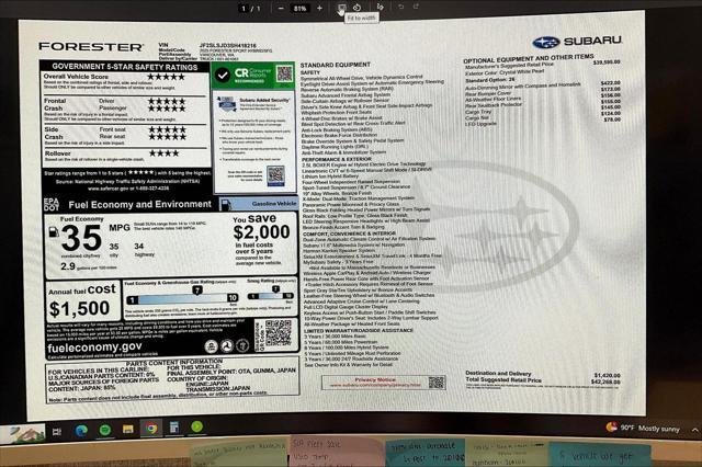 new 2025 Subaru Forester Hybrid car, priced at $41,768