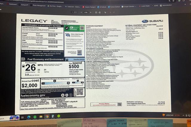 new 2025 Subaru Legacy car, priced at $37,807