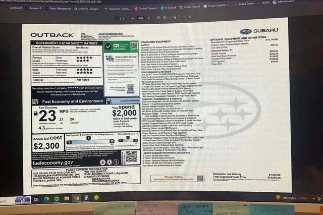 new 2025 Subaru Outback car, priced at $41,543