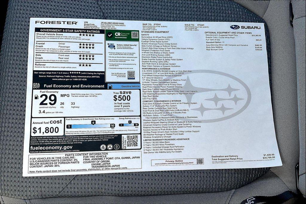 new 2025 Subaru Forester car, priced at $34,029