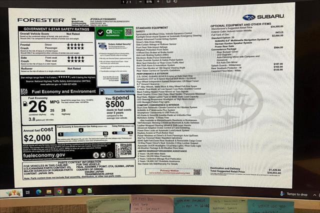 new 2025 Subaru Forester car, priced at $39,353