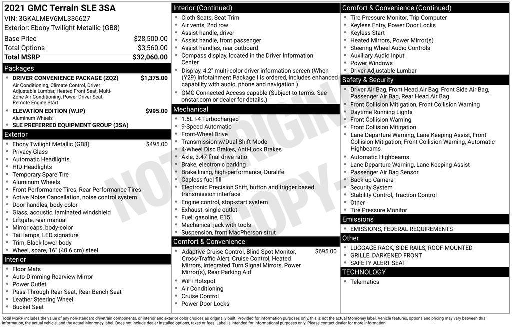 used 2021 GMC Terrain car, priced at $18,742