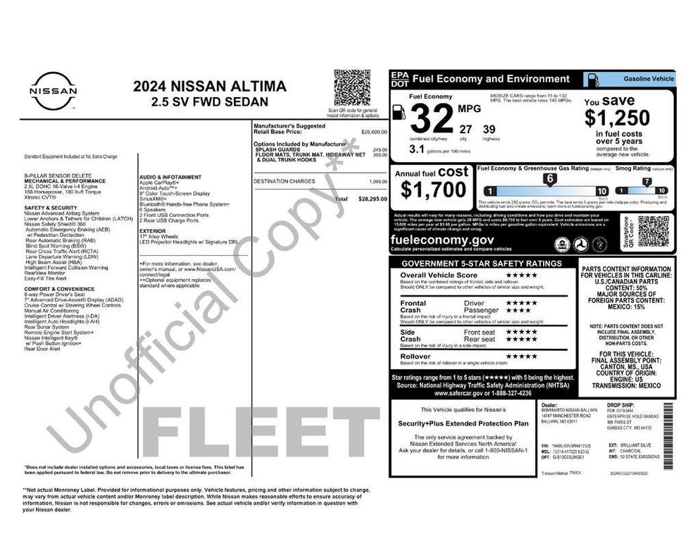 used 2024 Nissan Altima car, priced at $21,273