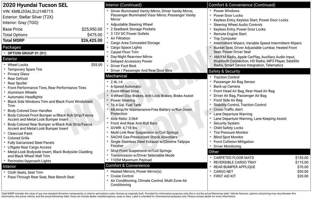used 2020 Hyundai Tucson car, priced at $19,888