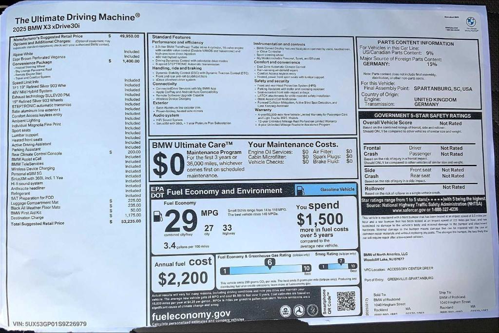used 2025 BMW X3 car, priced at $48,214