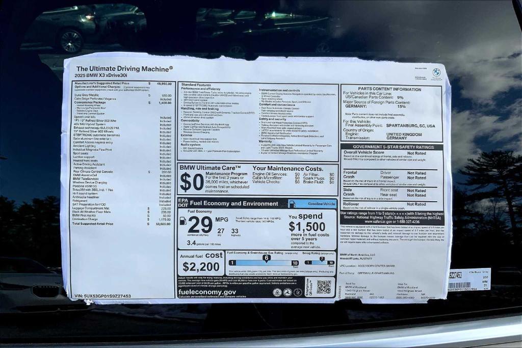 new 2025 BMW X3 car, priced at $53,885
