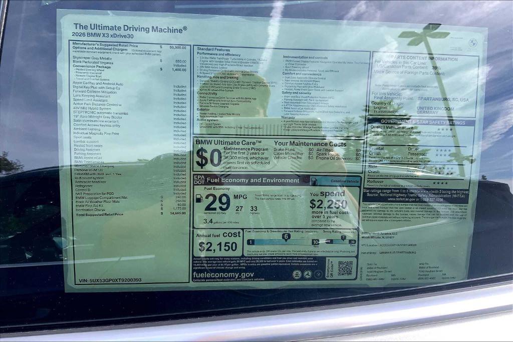 new 2026 BMW X3 car, priced at $54,665