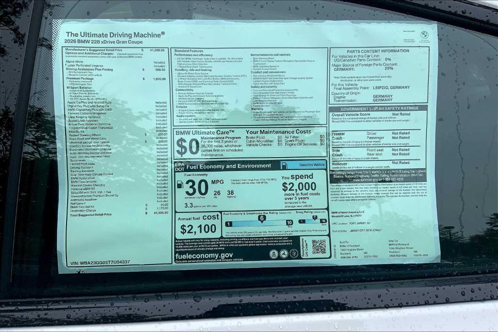 new 2026 BMW 228 Gran Coupe car, priced at $45,325