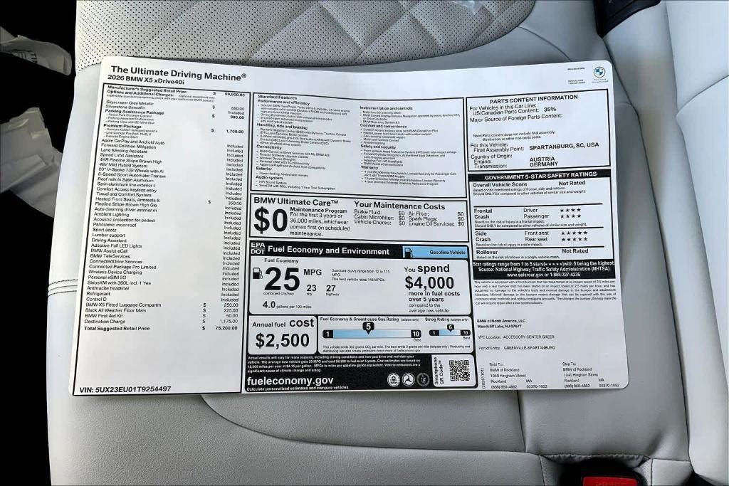 new 2026 BMW X5 car, priced at $75,200
