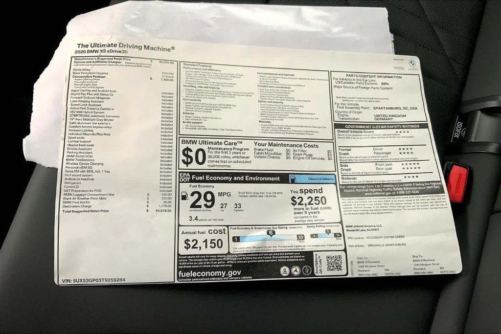 new 2026 BMW X3 car, priced at $54,015