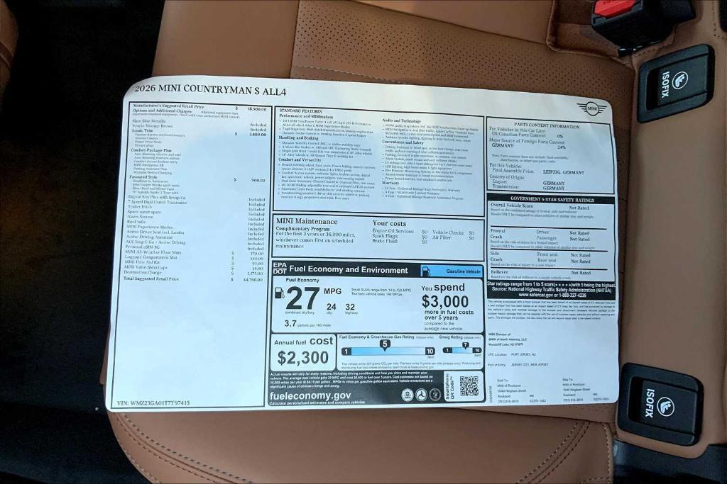 new 2026 MINI Countryman car, priced at $44,760