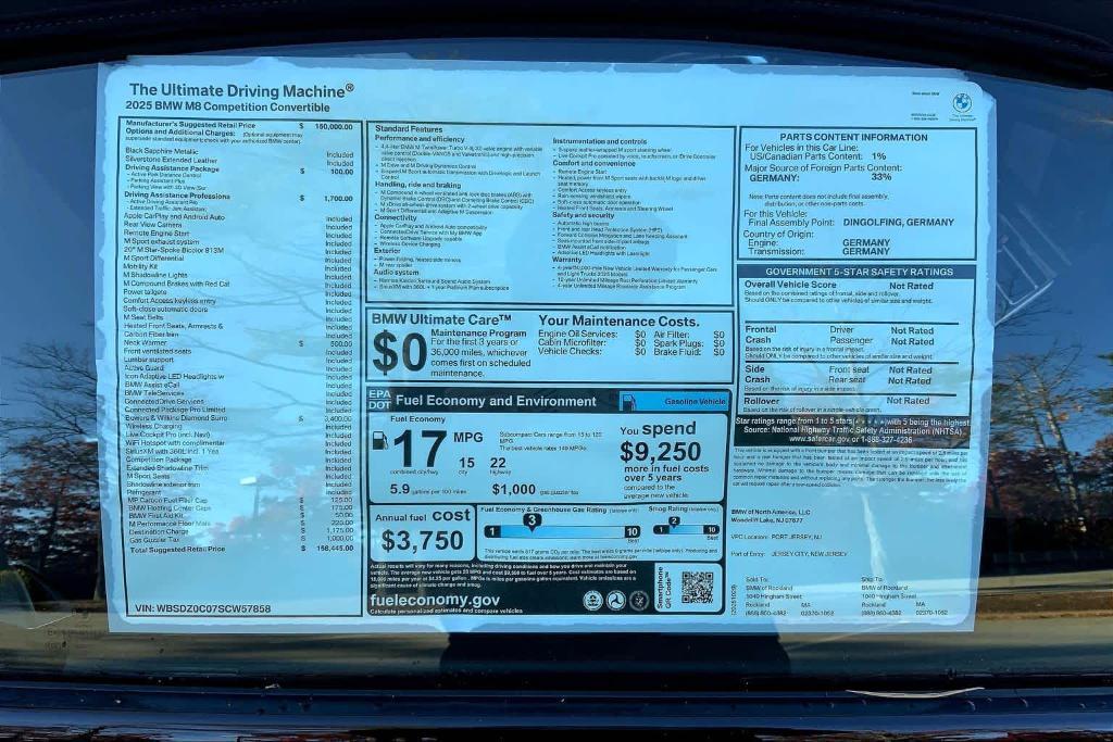 new 2025 BMW M8 car, priced at $158,445