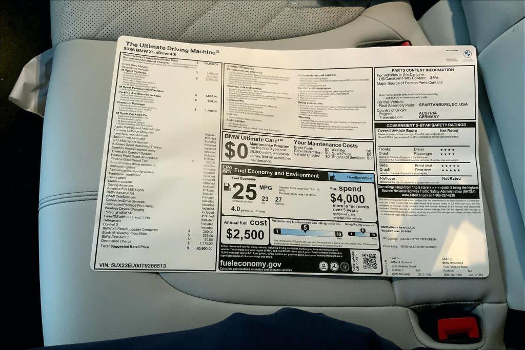 new 2026 BMW X5 car, priced at $80,900