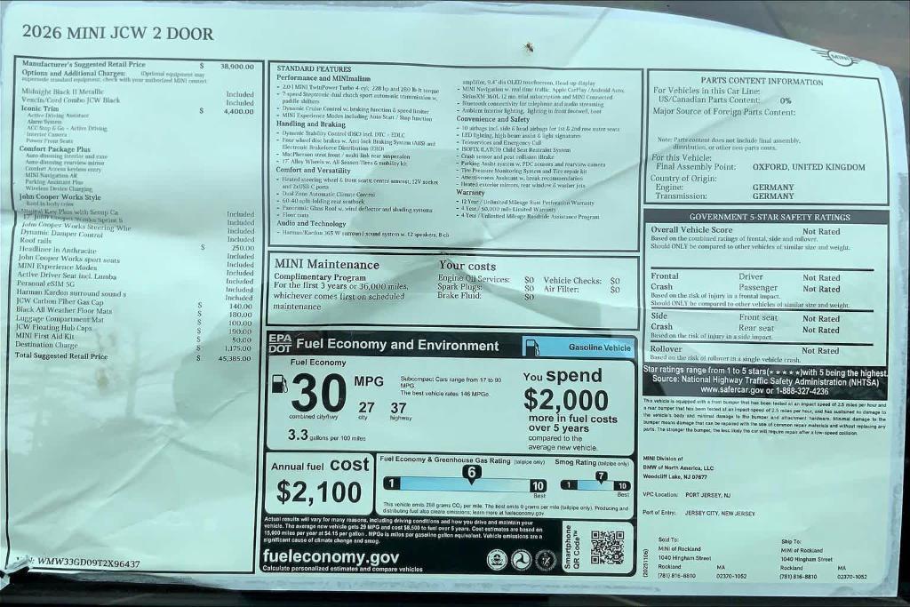 new 2026 MINI Hardtop car, priced at $45,385