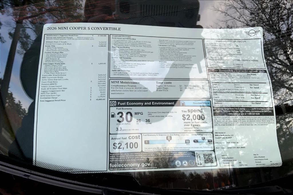 new 2026 MINI Convertible car, priced at $45,990