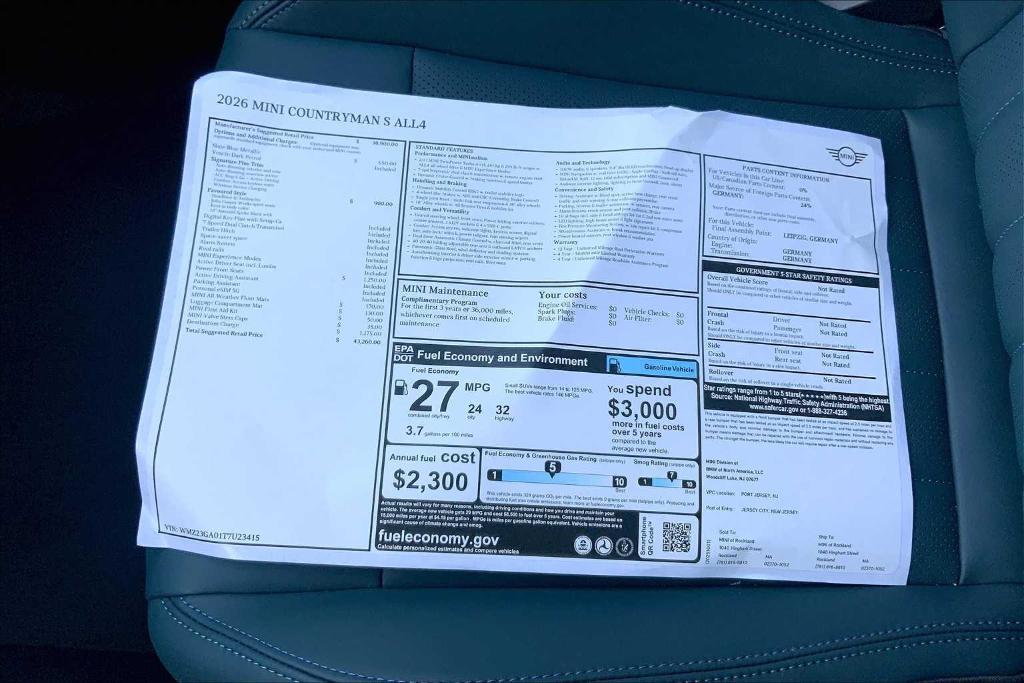 new 2026 MINI Countryman car, priced at $43,260