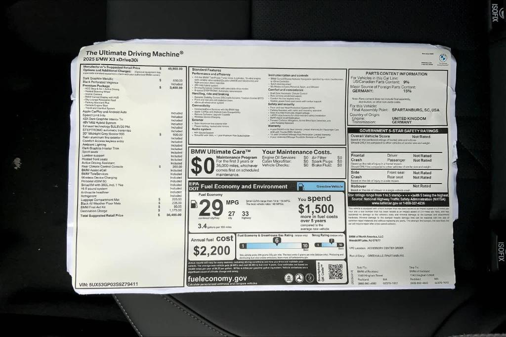 new 2025 BMW X3 car, priced at $56,485