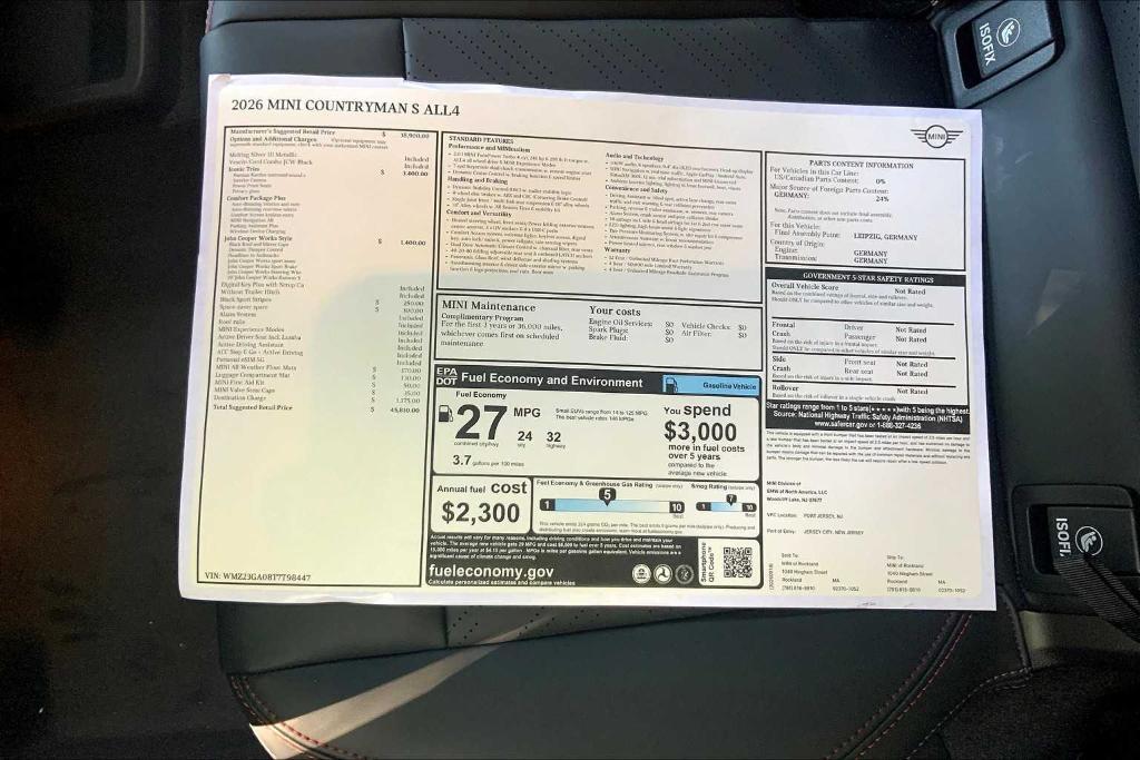 new 2026 MINI Countryman car, priced at $45,810