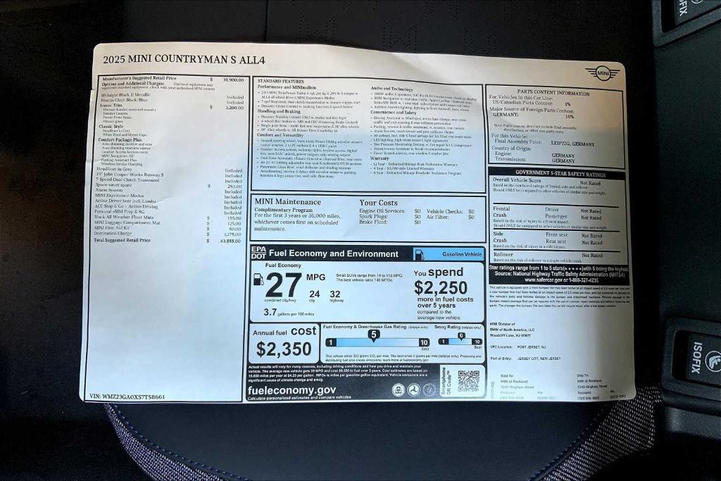 new 2025 MINI Countryman car, priced at $43,855