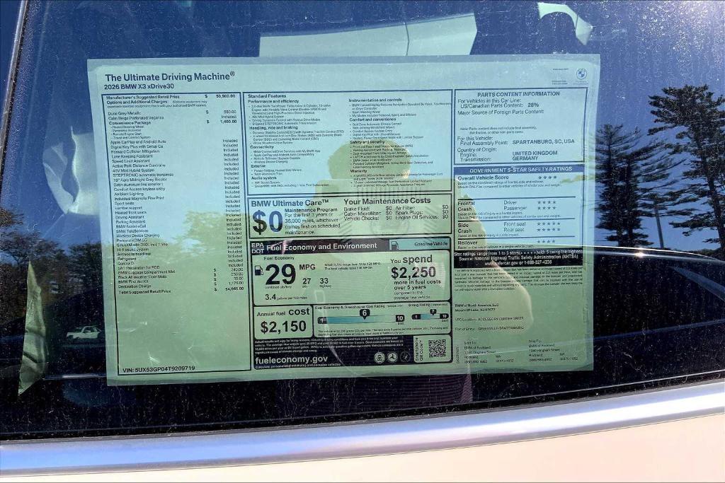 new 2026 BMW X3 car, priced at $54,665