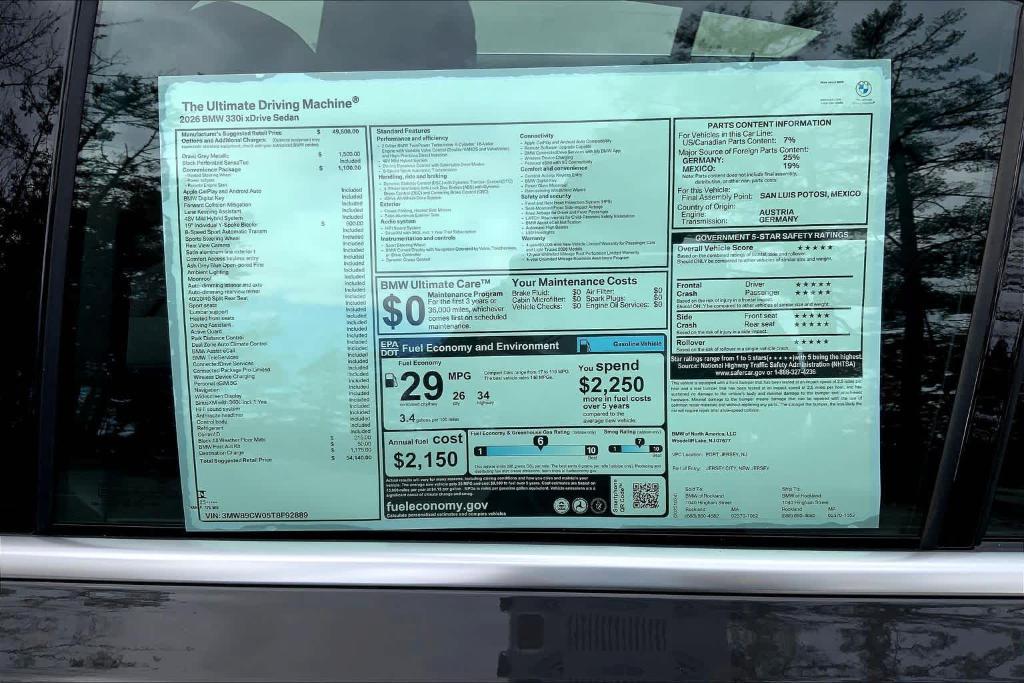 new 2026 BMW 330 car, priced at $54,140