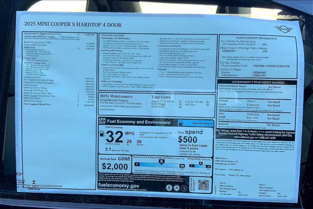 new 2025 MINI Hardtop car, priced at $38,600