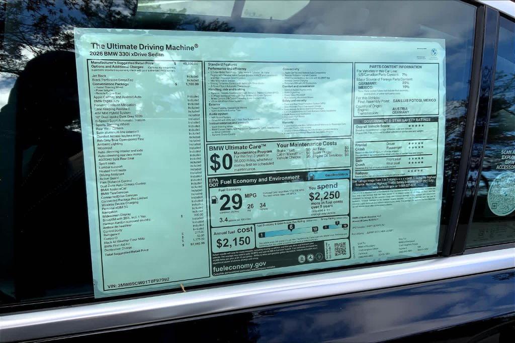 new 2026 BMW 330 car, priced at $52,940