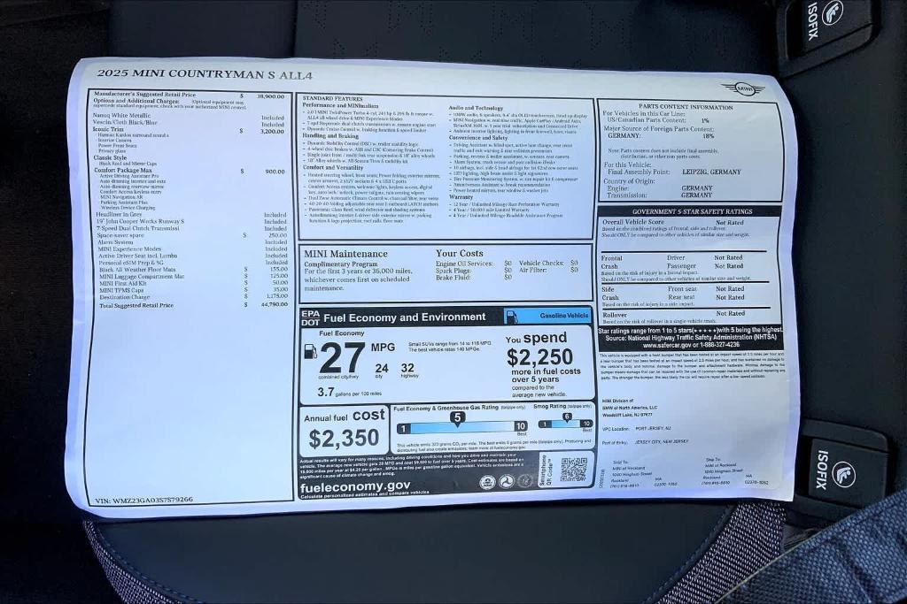 new 2025 MINI Countryman car, priced at $44,790