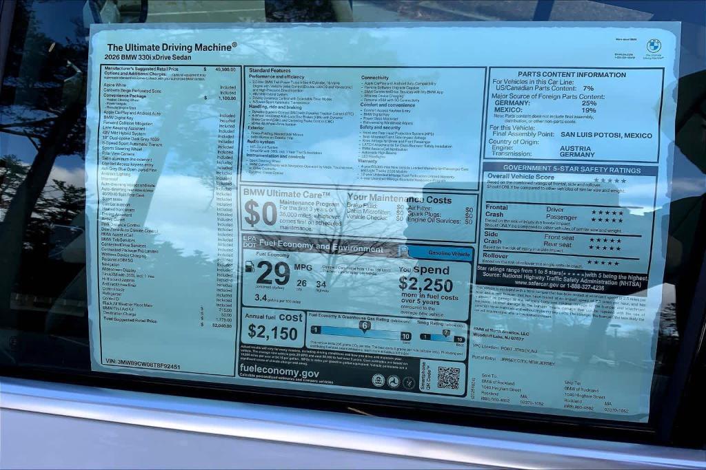 new 2026 BMW 330 car, priced at $52,040