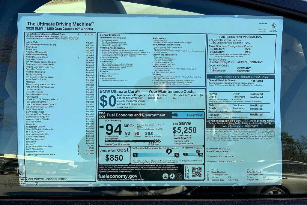 new 2025 BMW i4 Gran Coupe car, priced at $72,325